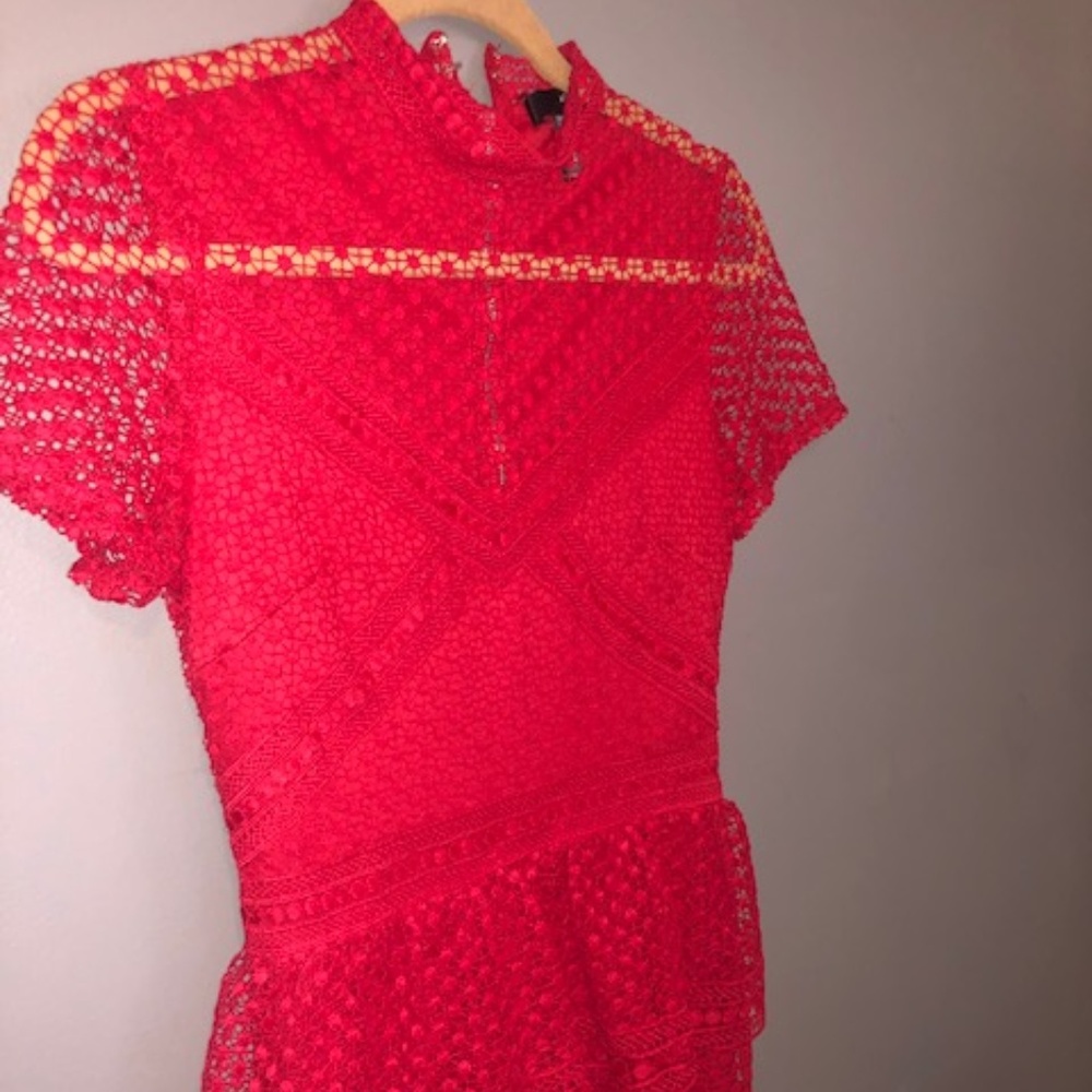 COPY - Red Ruffle Lace Dress - Picture 2 of 9